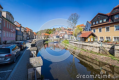 HaÃŸlach river in front of fortress Rosenberg Editorial Stock Photo